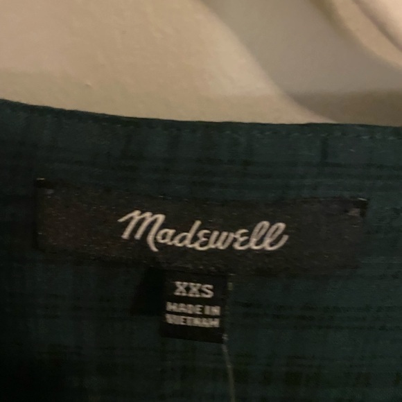 Madewell Plaid Balloon Sleeve Peasant Long Sleeve Blouse Top - Picture 2 of 6